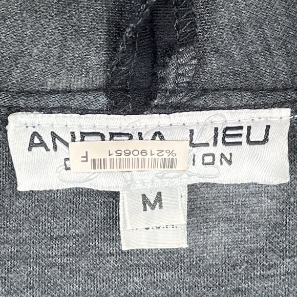 Andria Lieu Collection Open-Front 3/4-Sleeve Top Polka-Dot Black/Gray Sz. M - Picture 2 of 5